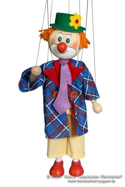 1pc Jouet En Bois De Marionnette De Clown Drôle De Couleur Avec