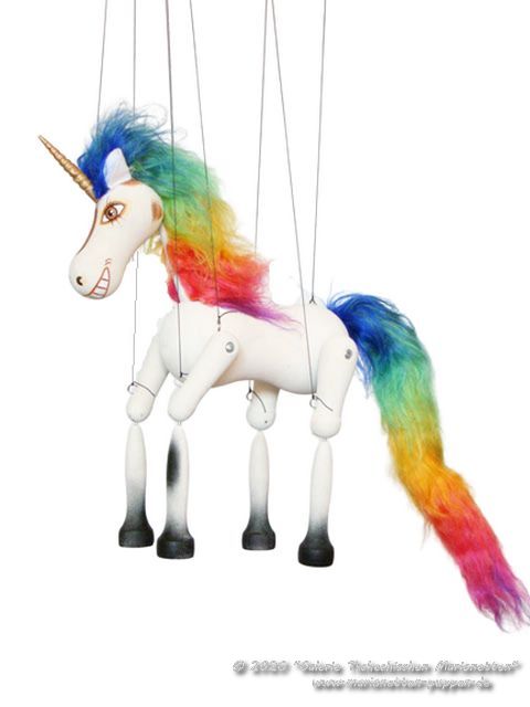 Licorne marionnette en bois 