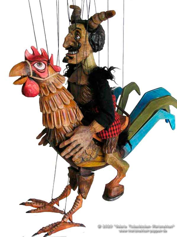 Diable sur coq marionnettes     