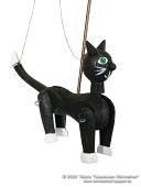 Chat noir marionnette en bois