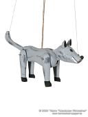 Loup gris marionnette en bois